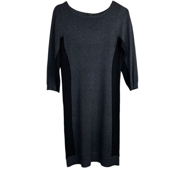 ANN TAYLOR Wool Blend Sweater Dress in Dark Gray and Black Size Women’s Small - Picture 1 of 9
